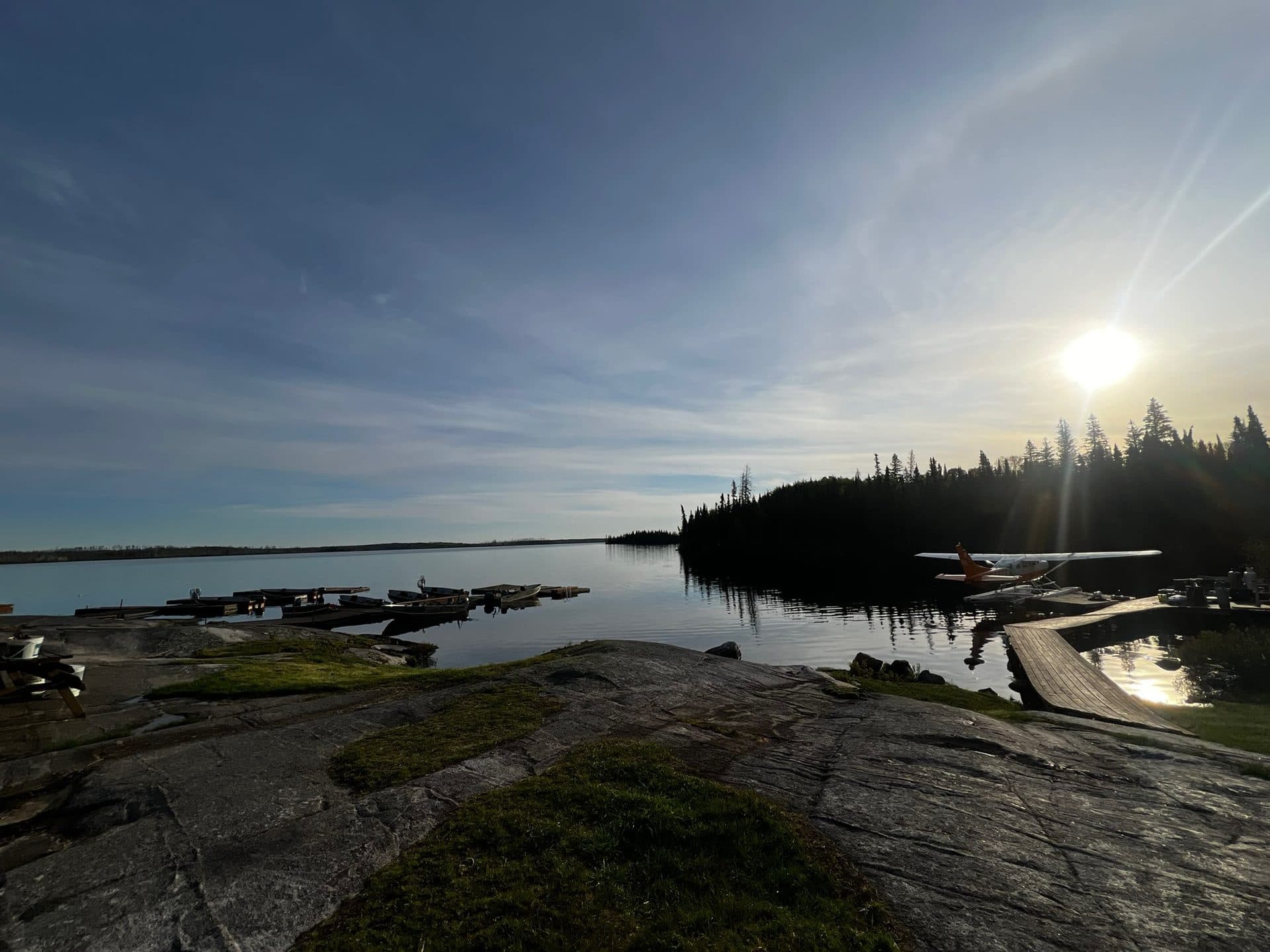 Dogskin Lake dock at golden hour