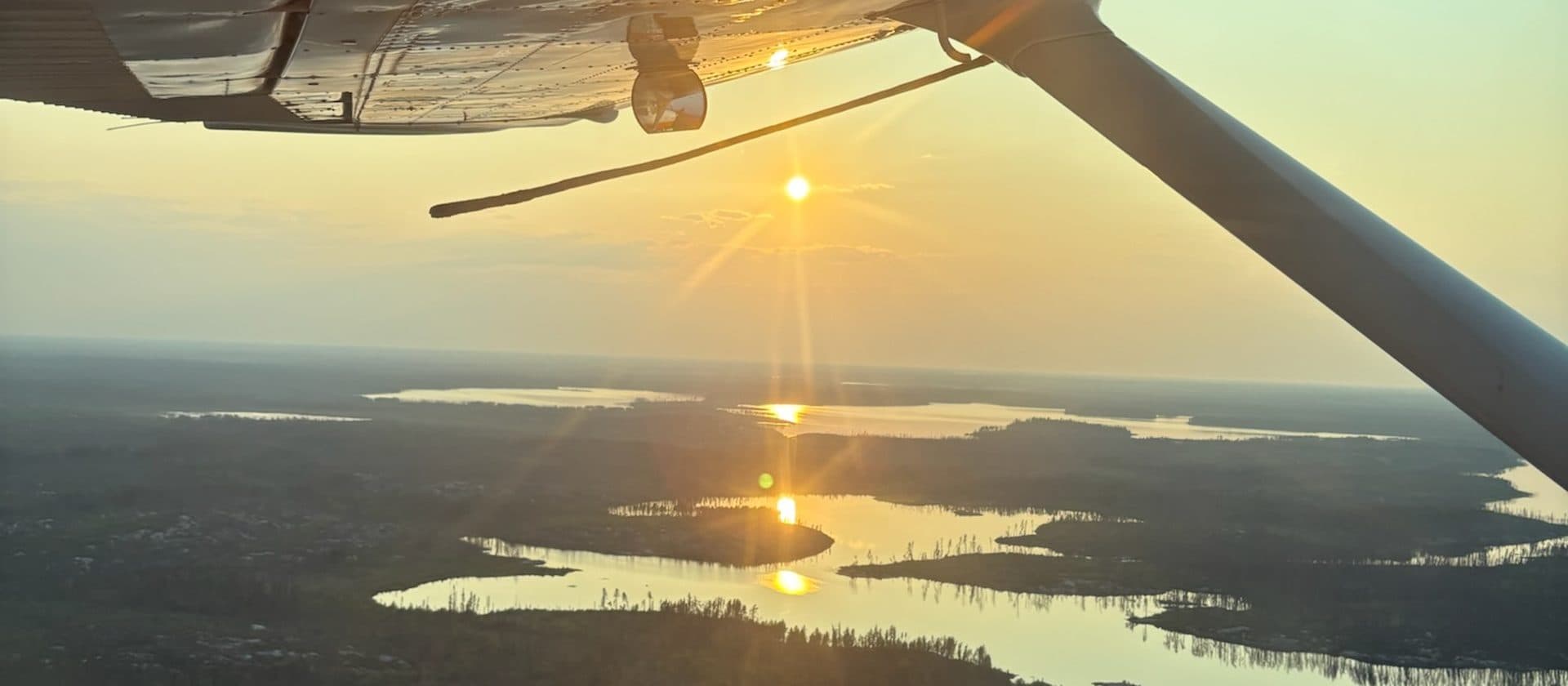 Aerial view of the Manitoba wilderness from floatplane