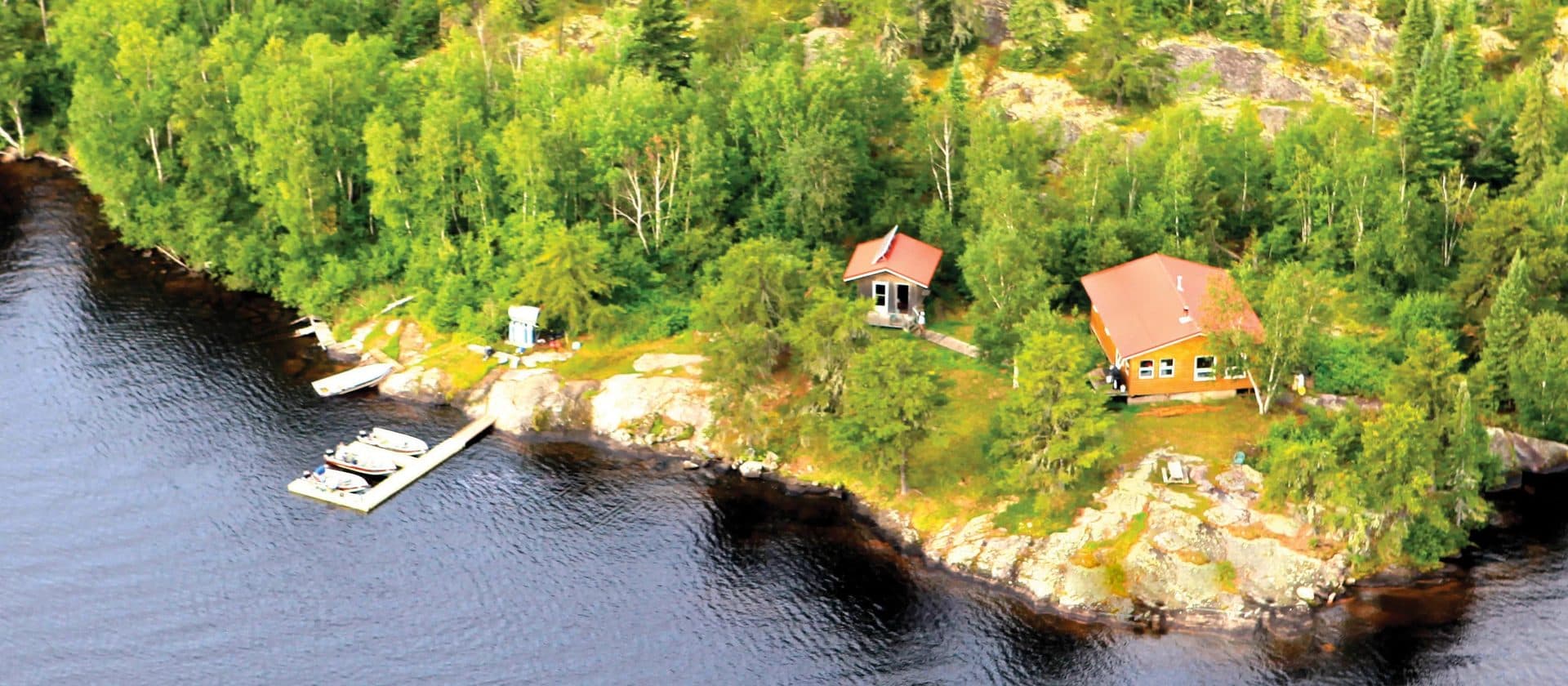 Aerial view of Manitoba outpost lakes from floatplane